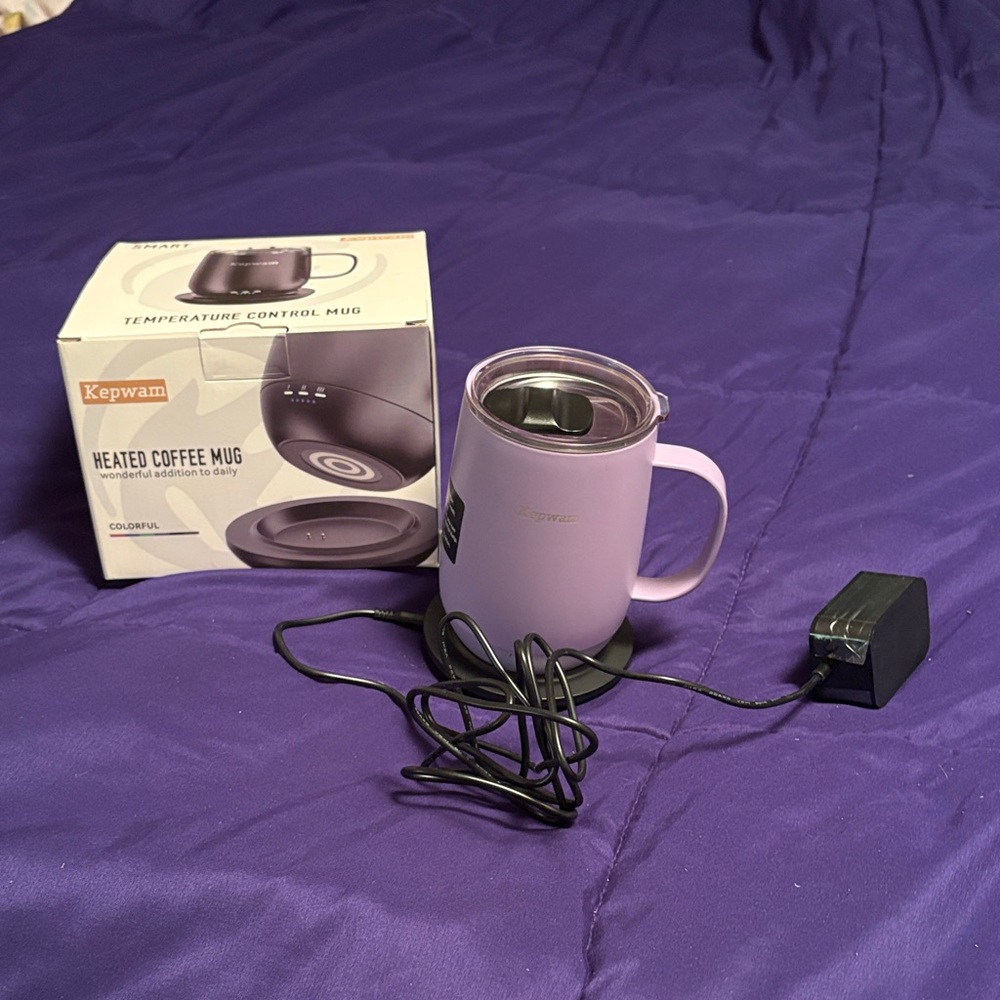 Kepwam Purple Heated Coffee Mug with Temperature Control